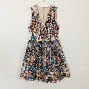 Alice + Olivia Floral Embroidered Mini Dress